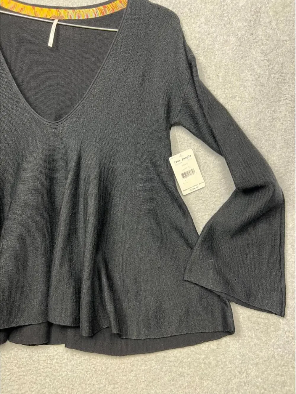 Free People Sundae Knit Linen Cotton V Neck Pullover Sweater S Boho Oversized
